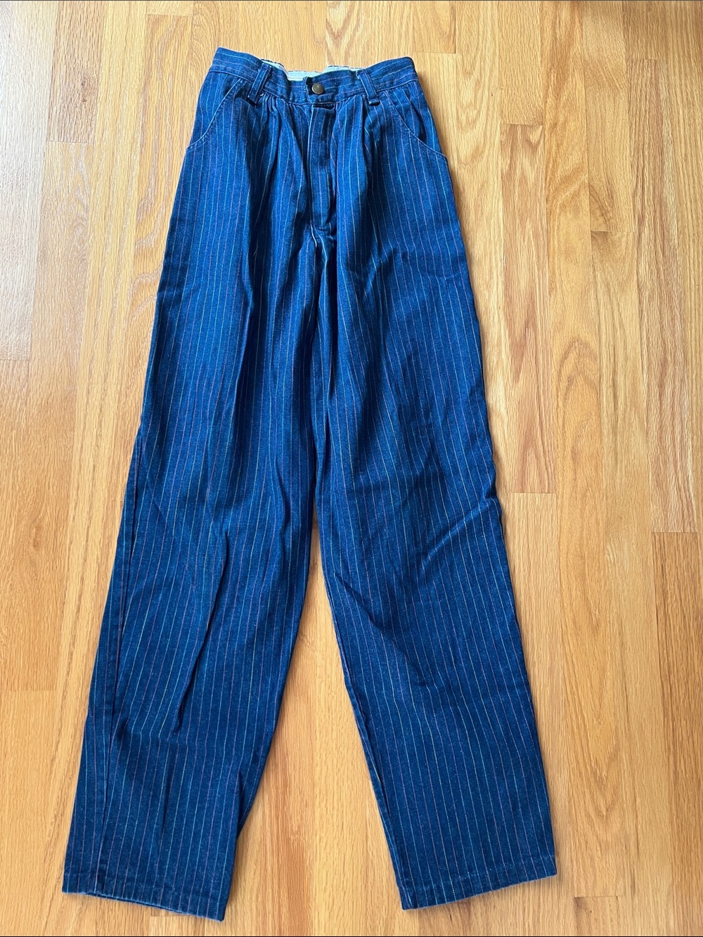 Vintage girls 14-16 Blue rainbow Pinstripe Wide-Leg Pants